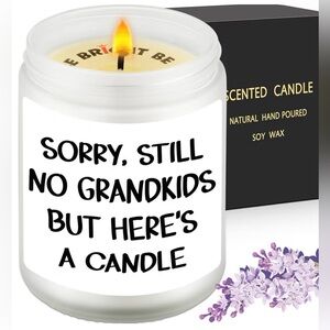 Humorous White Candle - “Sorry, Still No Grandkids But Here’s A Candle” Message